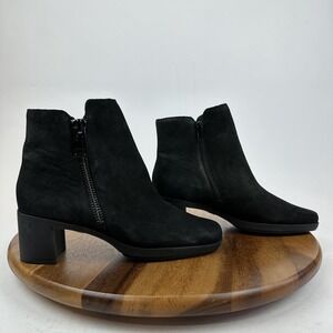 New Womens Munro Devon Black Nubuck Zip Casual Heel Ankle Booties Size 8 SS NWOB